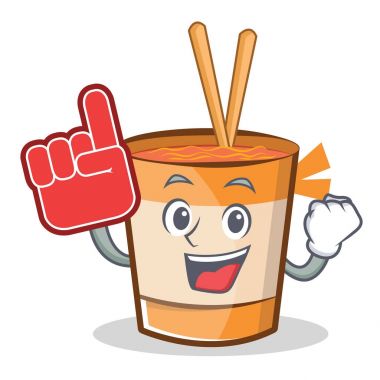 Köpük parmak fincan erişte karakter karikatür