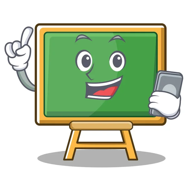 Telefon tebeşir tahtası karakter karikatür ile — Stok Vektör