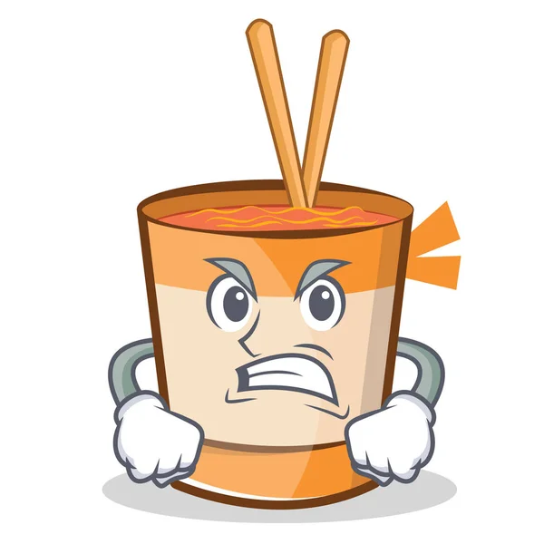 Nouilles tasse colère personnage dessin animé — Image vectorielle