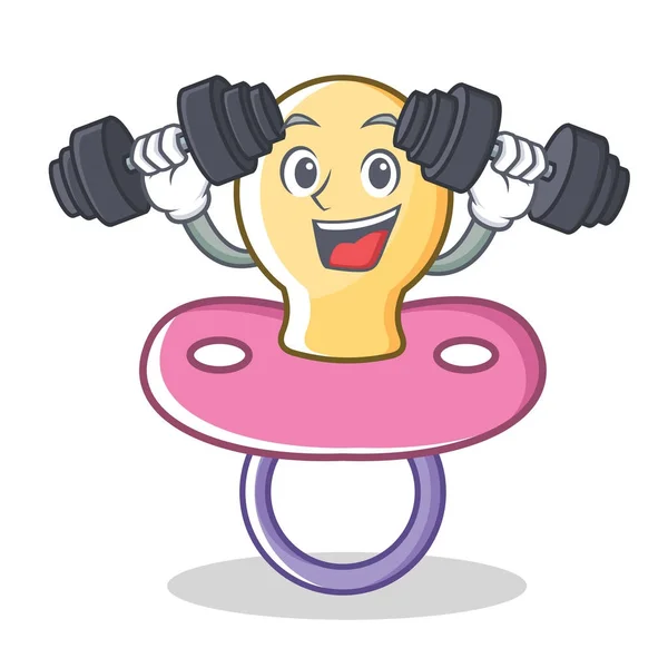 Fitness baby pacifier character cartoon — Stock Vector