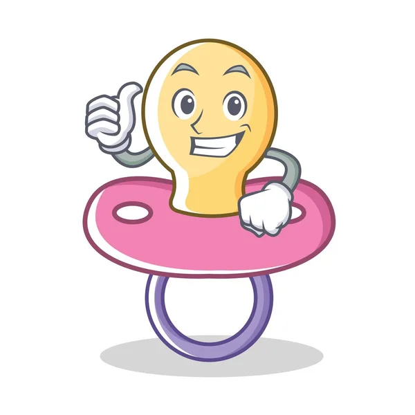 Thumbs up baby pacifier character cartoon — Stock Vector