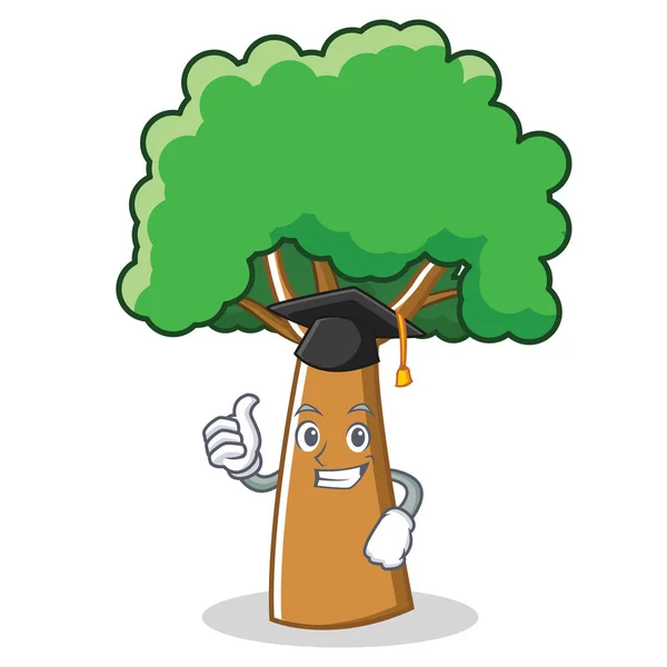 Graduação árvore personagem desenho animado estilo —  Vetores de Stock