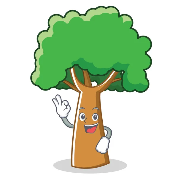 Ok árbol personaje estilo de dibujos animados — Archivo Imágenes Vectoriales