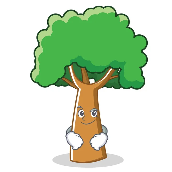 Smirking árbol carácter estilo de dibujos animados — Vector de stock