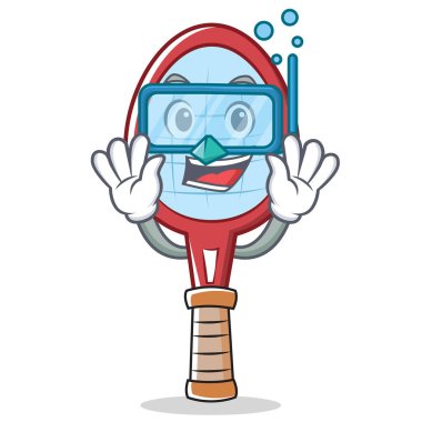 Dalış tenis raketi karakter karikatür