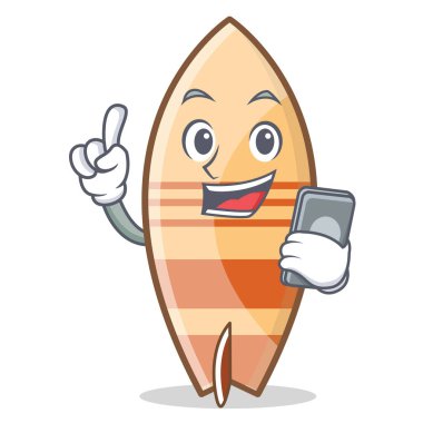 Telefon sörf tahtası karakter karikatür tarzı ile