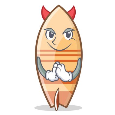 Şeytan sörf tahtası karakter karikatür tarzı