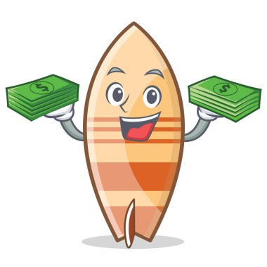 Para sörf tahtası karakter karikatür tarzı ile