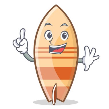 Parmak sörf tahtası karakter karikatür tarzı