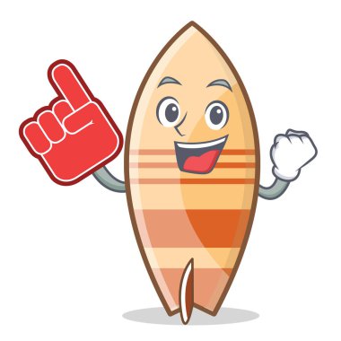 Köpük parmak sörf tahtası karakter karikatür tarzı