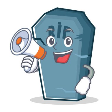 Megafon kaldırma işareti karakter karikatür nesne ile