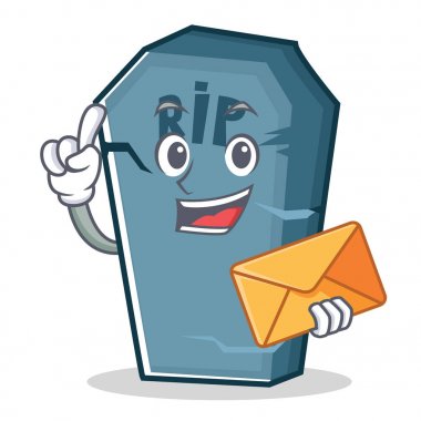 Zarf kaldırma işareti karakter karikatür nesne ile