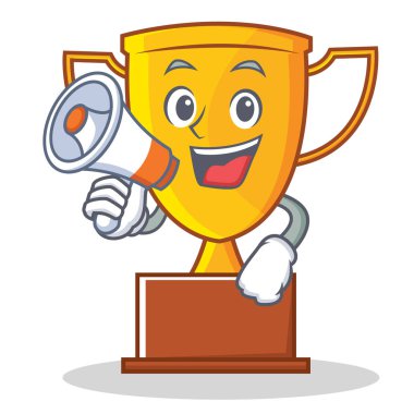 Megafon kupa karakter karikatür tarzı ile