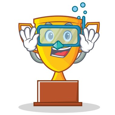 Dalış kupa karakter karikatür tarzı