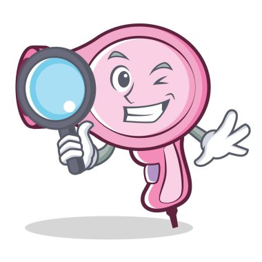 Dedektif saç kurutma makinesi karakter vektör