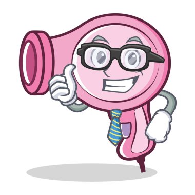 İşadamı saç kurutma makinesi karakter vektör