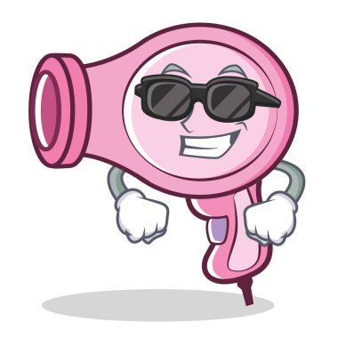 Süper cool saç kurutma makinesi karakter vektör