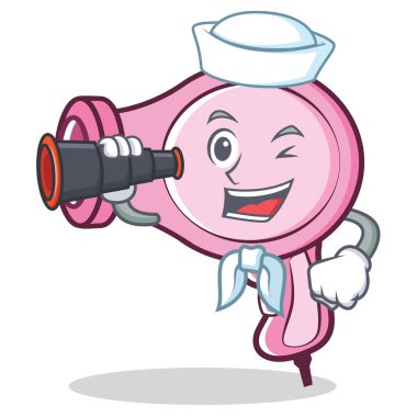 Denizci saç kurutma makinesi karakter vektör