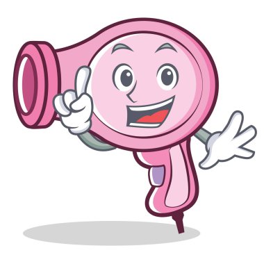 Parmak saç kurutma makinesi karakter vektör