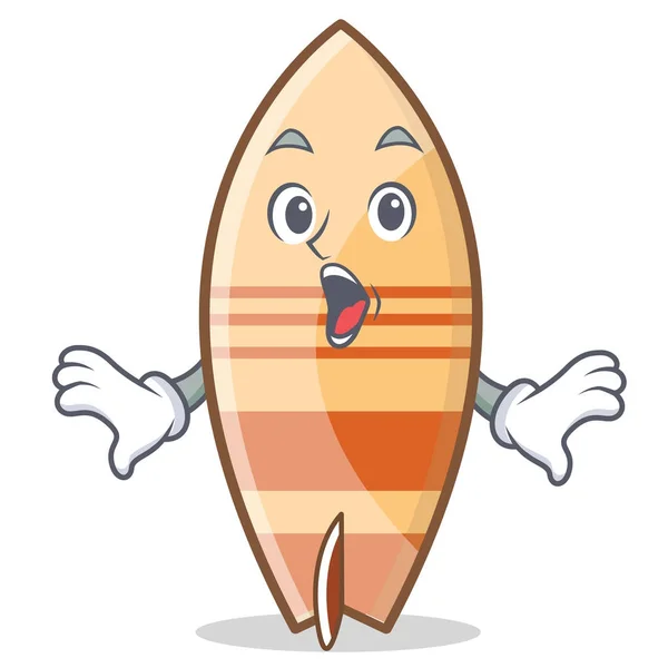 Surprised surfboard character cartoon style — Stock Vector