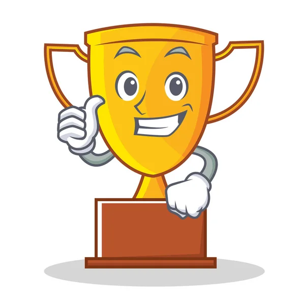 Thumbs up trophy character cartoon style — Stock Vector