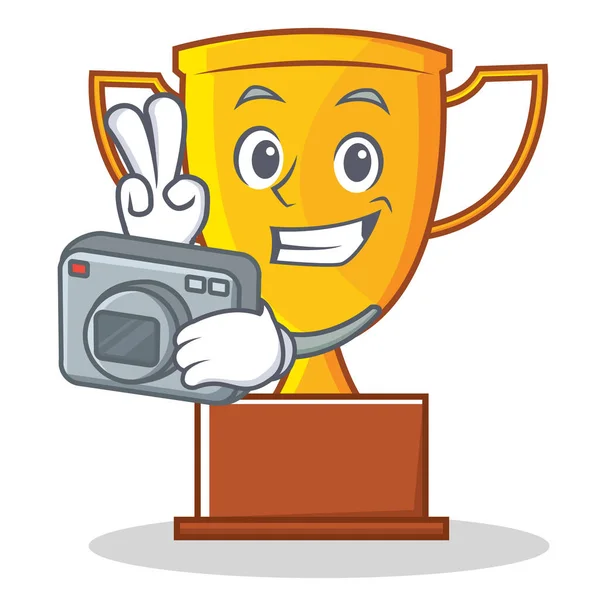 Photography trophy character cartoon style — Stock Vector