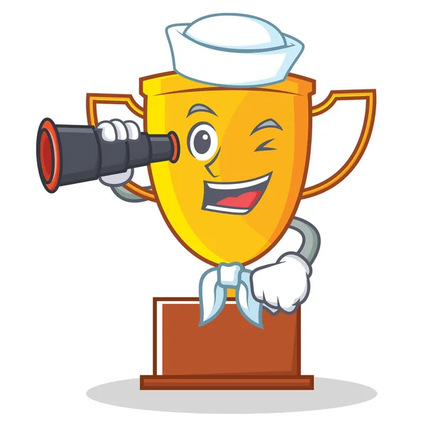 Sailor trophy character cartoon style — Stock Vector