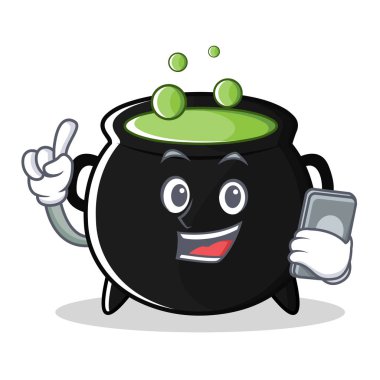 Telefon sihirli kazan karakter karikatür ile