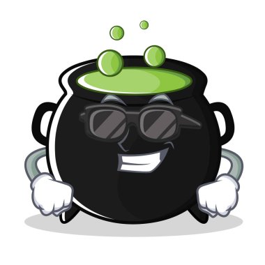 Süper cool sihirli kazan karakter karikatür