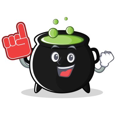 Köpük parmak sihirli kazan karakter karikatür