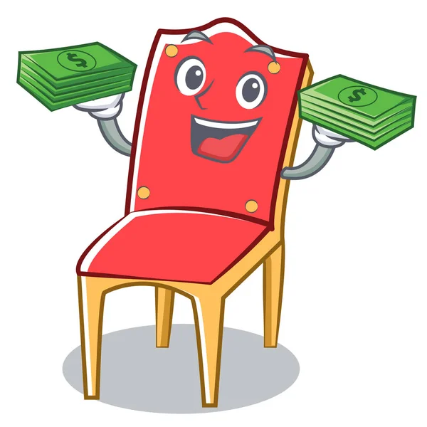 Con soldi sedia personaggio cartone animato collezione — Vettoriale Stock