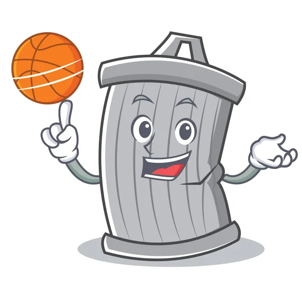 Com estilo de desenho animado personagem lixo basquete —  Vetores de Stock