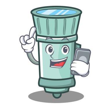 Telefon el feneri çizgi film karakter stili ile