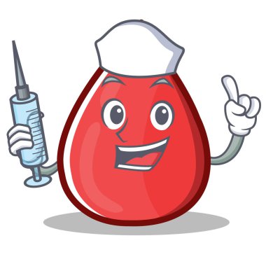 Hemşire kan damlası çizgi film maskot karakteri