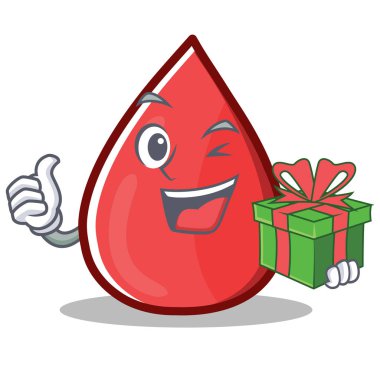 Hediye kan damla çizgi film maskot karakteri ile