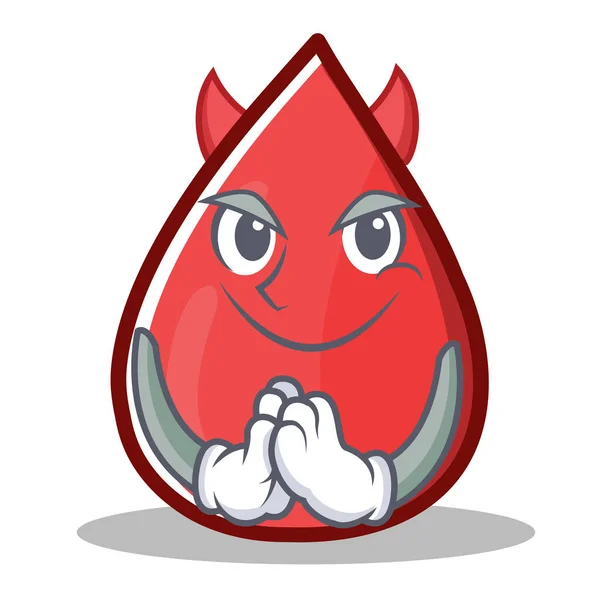 Personaje de mascota de dibujos animados de gota de sangre del diablo — Vector de stock