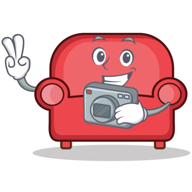 Fotoğraf kırmızı koltuk karakter karikatür