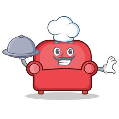 Şef kırmızı koltuk karakter karikatür