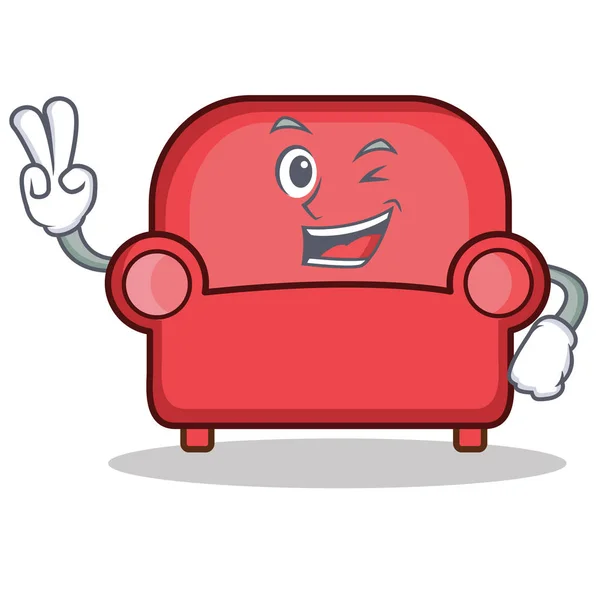 Zwei Finger rote Sofa Charakter Cartoon — Stockvektor