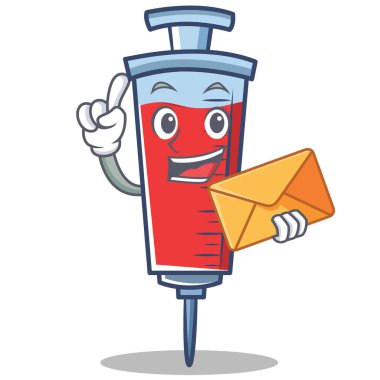 Zarf şırınga karakter karikatür tarzı ile