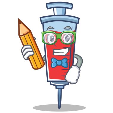 Öğrenci şırınga karakter karikatür tarzı