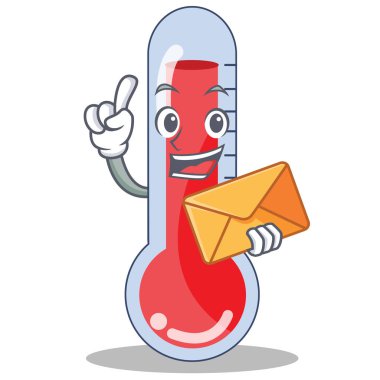 Zarf termometre karakter karikatür koleksiyonu ile