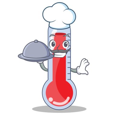 Aşçı termometre karakter karikatür koleksiyonu