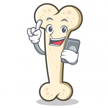 Telefon kemik karakter karikatür maskotu ile