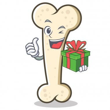 Hediye kemik karakter karikatür maskotu ile