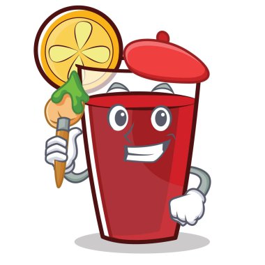 Sanatçı mulled şarap karakter karikatür