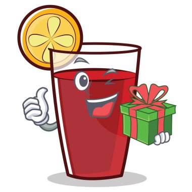 Hediye ile mulled şarap karakter karikatür