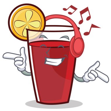 Müzik dinleme mulled şarap karakter karikatür