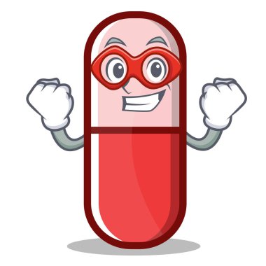 Süper kahraman hap kapsül çizgi film karakteri