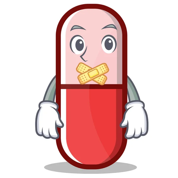 Silent pill capsule cartoon character — Stock Vector